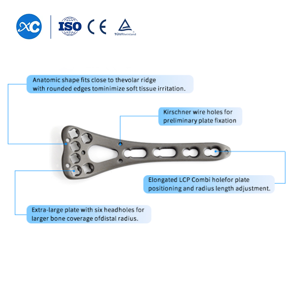 Distal Radius Locking Plate 6H | Volar Wrist Fracture Implant